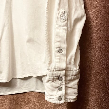 ▲訳あり商品▲ MADE IN ITALY製 GUY ROVER 長袖コーデュロイウエスタンシャツ ホワイト Mサイズ