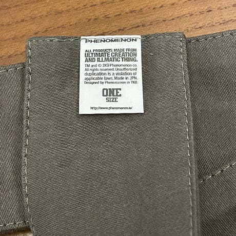 レア品 MADE IN JAPAN製 PHENOMENON 2009年モデル ロゴプレート付き帯 カーキ Fサイズ