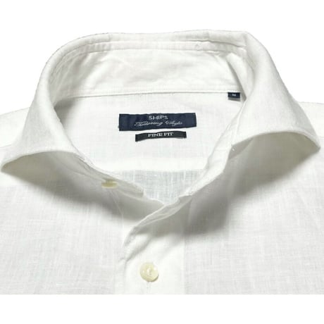 MADE IN JAPAN製 SHIPS FINE FIT 長袖リネンシャツ ホワイト Mサイズ