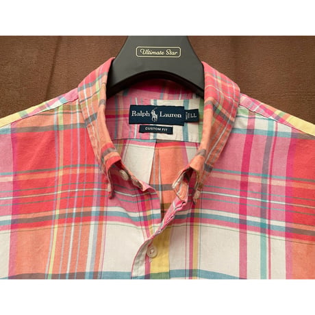 Ralph Lauren 半袖チェック柄ボタンダウンシャツ マルチカラー LLサイズ
