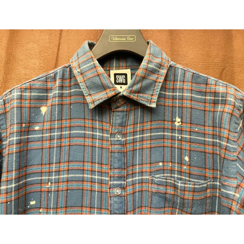 MADE IN JAPAN製 SWAGGER ブリーチ加工長袖チェック柄フランネル MADE IN JAPAN製 SWAGGER ブリーチ加工長袖チェック柄フランネル