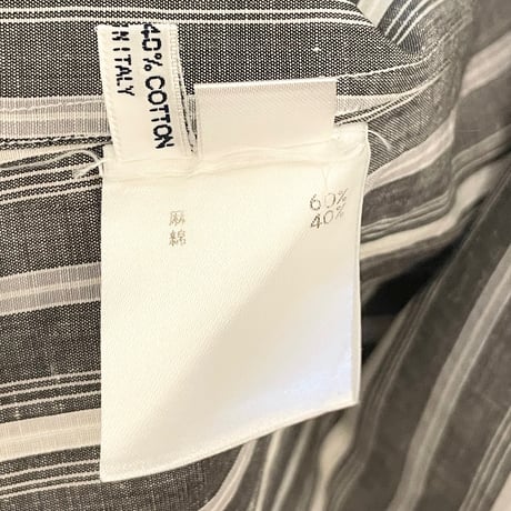 【BARNEYS NEWYORK 取り扱い】 MADE IN ITALY製 FRAY ストライプ柄長袖リネンコットンシャツ マルチカラー 37-14 1/2サイズ