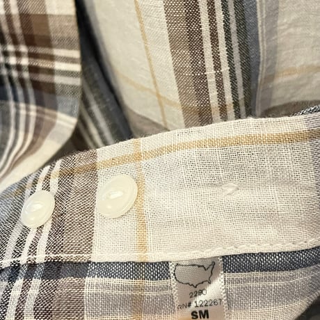 MADE IN USA製 SAVE KHAKI UNITED 長袖チェック柄コットンリネンシャツ マルチカラー Sサイズ
