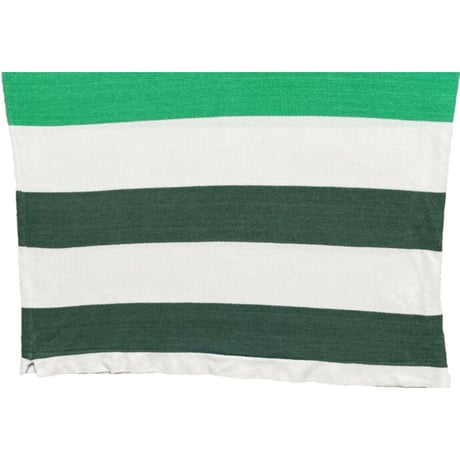 MADE IN JAPAN製 LACOSTE グラデーションボーダー柄半袖鹿の子ポロシャツ グリーン×ホワイト 3/Sサイズ