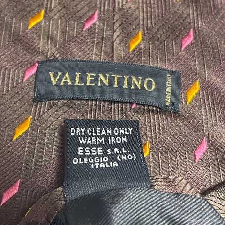 MADE IN ITALY製 VALENTINO 小紋柄シルクネクタイ ブラウン