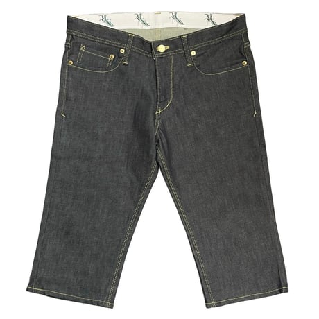 美品 MADE IN JAPAN製 PHENOMENON 2008年モデル ノンウォッシュデニムクロップドスキニーパンツ ブラックインディゴ W32サイズ
