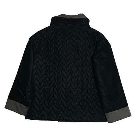 EMPORIO ARMANI ベロアキルティングジャケット ブラック×チャコールグレー 40サイズ