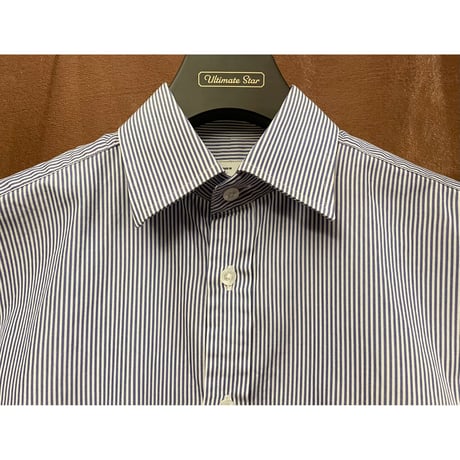 【UNITED ARROWS 取り扱い】 MADE IN ENGLAND製 Raincheetah ストライプ柄 長袖シャツ ホワイト×ブルー Mサイズ