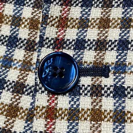 【BARNEYS NEWYORK 取り扱い】 MADE IN ITALY製 PARTHENOPE NAPOLI ウールシルクリネン混紡 チェック柄テーラードジャケット マルチカラー 48サイズ