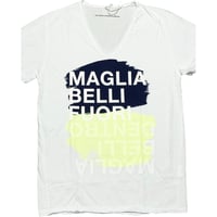 ★新品★ MADE IN ITALY製 MAGLIA 「MAGLIA BELLI FUORI」 ロゴプリントVネックTシャツ ホワイト