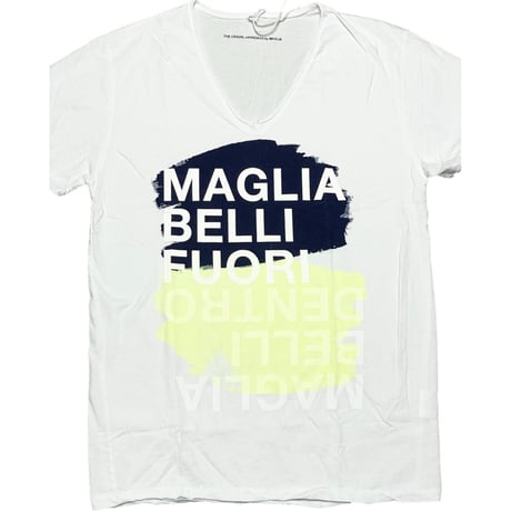 ★新品★ MADE IN ITALY製 MAGLIA 「MAGLIA BELLI FUORI」 ロゴプリントVネックTシャツ ホワイト