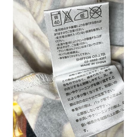 DRESS CAMP 半袖Vネック総柄プリントTシャツ ブラック Mサイズ