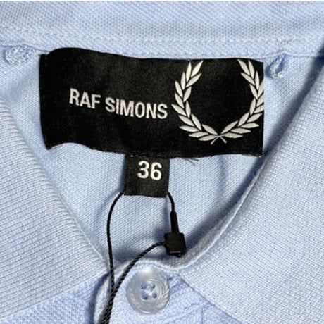 ☆タグ付き新古品☆ FRED PERRY × RAF SIMONS Wネーム替え襟付き半袖鹿の子ポロシャツ サックス 36サイズ