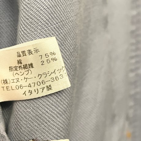 ▲訳あり商品▲ MADE IN ITALY製 JACOB COHEN テーラードジャケット型コットンヘンプジャケット サックスブルー Lサイズ