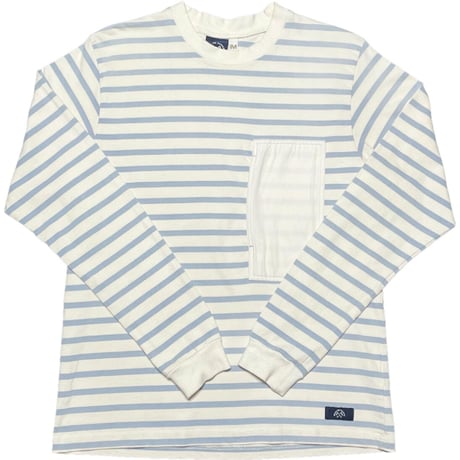 MADE IN FRANCE製 BLEU DE PANAME ボーダー柄カットソー アイボリー×スカイブルー Mサイズ