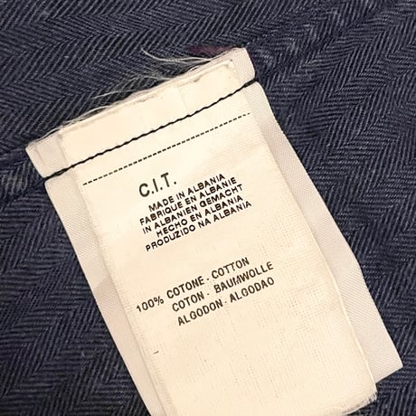 CIT LUXURY シャドーヘリンボーン柄長袖ウエスタンシャツ ネイビー 39-15 1/2サイズ