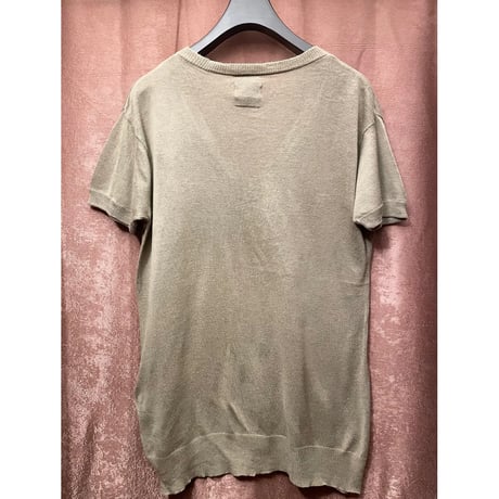 SWAGGER ヘンリーVネックニットTシャツ ブラウン Lサイズ