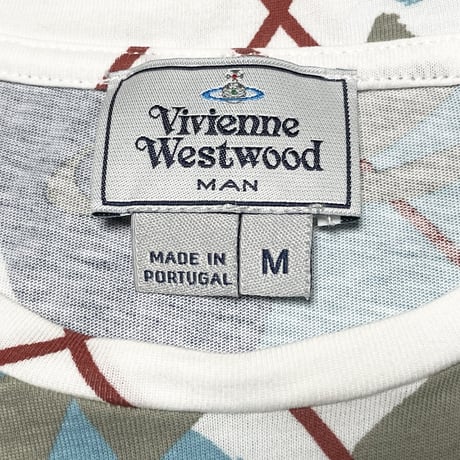 MADE IN PORTUGAL製 Vivienne Westwood MAN アーガイル柄半袖Tシャツ ホワイト Mサイズ