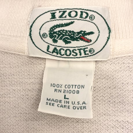 MADE IN USA製 80s IZOD LACOSTE ボーダー柄 半袖鹿の子ポロシャツ マルチカラー Lサイズ