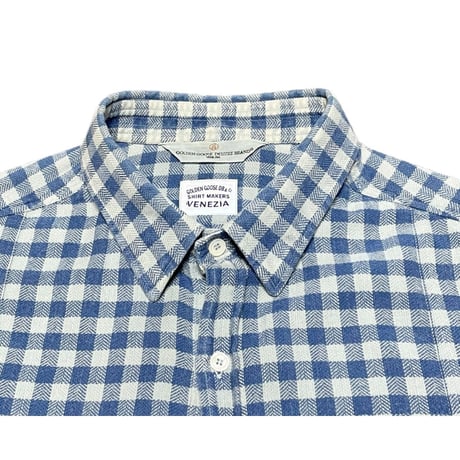 MADE IN ITALY製 GOLDEN GOOSE DELUXE BRAND 長袖ギンガムチェックシャツ ブルーチェック XSサイズ