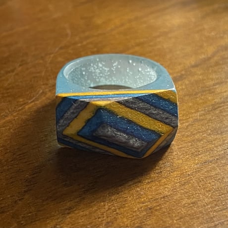 ★新品★ HANDMADE IN ITALY製 SIMONE FRABBONI リサイクルスケートボード菱形リング イエロー×クリアブルー