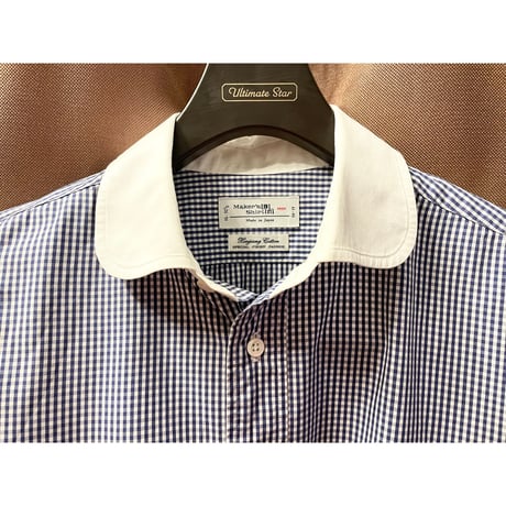 MADE IN JAPAN製 Maker's Shirt 鎌倉 長袖クレリックギンガムチェックシャツ ブルー 41-83サイズ