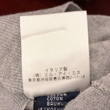 MADE IN ITALY製 Drumohr クルーネックコットンカシミヤセーター グレー 48サイズ