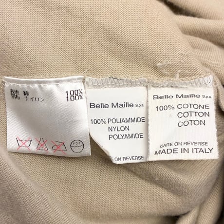 【BARNEYS NEWYORK 取り扱い】 MADE IN ITALY製 ALESSANDRO DELL' ACQUA タートルネックニットTシャツ ベージュ 46サイズ