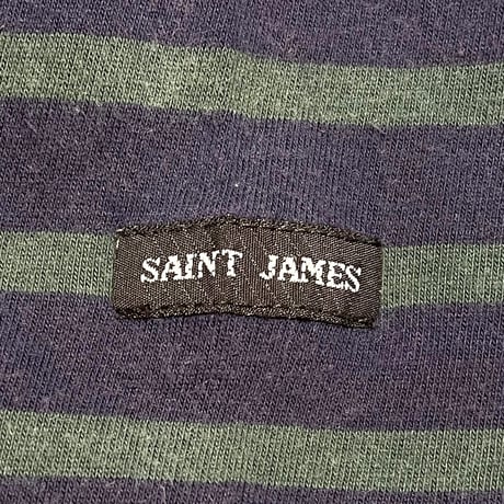 MADE IN FRANCE製 SAINT JAMES ボーダー柄半袖Tシャツ ネイビー×グリーン Mサイズ