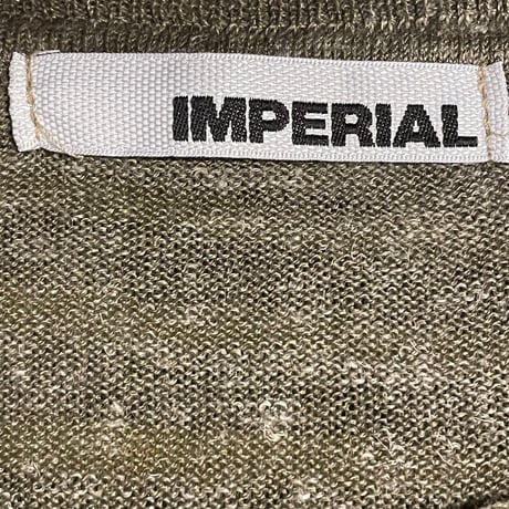 MADE IN ITALY製 IMPERIAL クルーネックリネンアクリルセーター カーキ XLサイズ