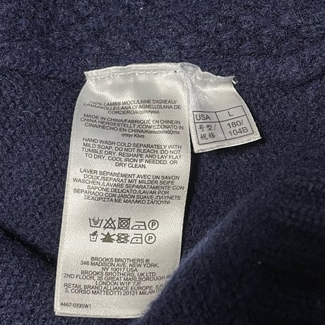 BROOKS BROTHERS 346 ハーフジップラムウールセーター ネイビー Ｌサイズ