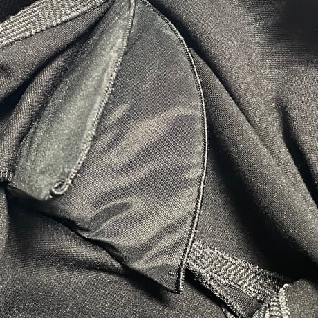 MADE IN ITALY製 ARMANI COLLEZIONI リボンデザインヘリンボーン柄ニットジャケット チャコールグレー 42サイズ