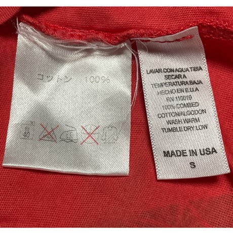 MADE IN USA製 ALEX B バックプリント半袖UネックTシャツ オレンジ Sサイズ