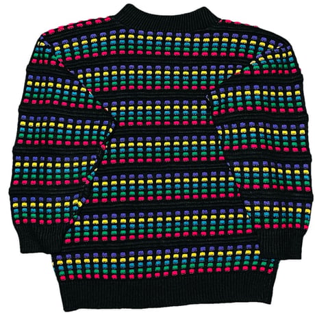 ▲訳あり商品▲ MADE IN USA製 big city ネオンカラー3Dセーター ブラック