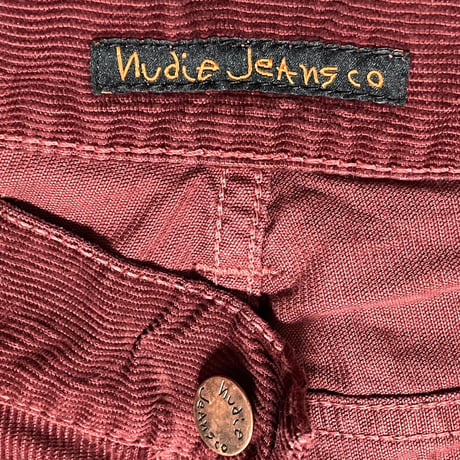 MADE IN ITALY製 nudie Jeans オーガニックコットンコーデュロイパンツ バーガンディ W30-L32サイズ