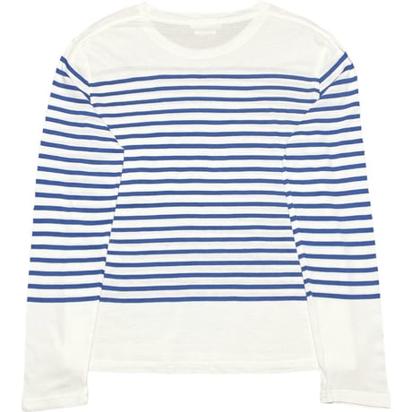 MADE IN ITALY製 ALEXANDER McQUEEN 長袖ボーダーカットソー ホワイト×ブルー Sサイズ