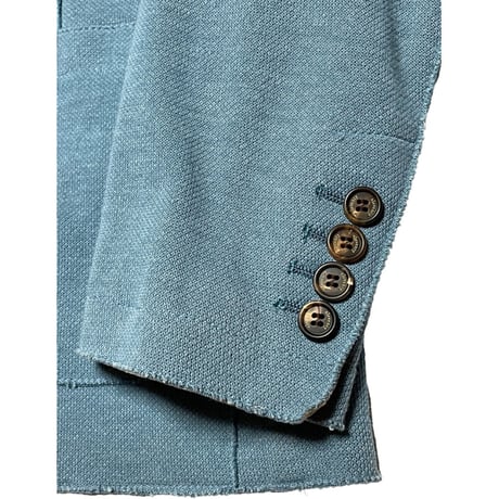 【BARNEYS NEWYORK取り扱い】MADE IN ITALY製 eleventy ニットテーラードジャケット グレイッシュブルー 52サイズ