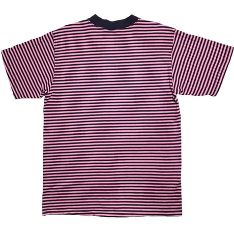 MADE IN USA製 Goodwear クルーネック半袖ボーダーTシャツ ピンク×ネイビー Lサイズ
