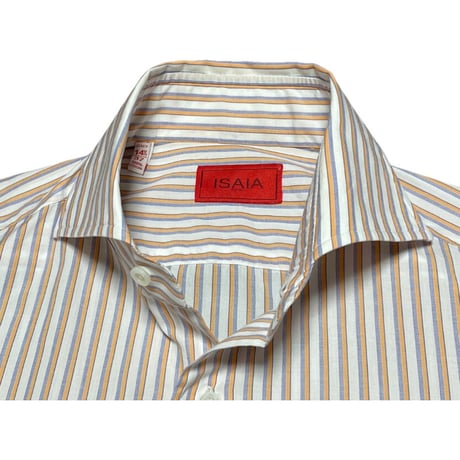 MADE IN ITALY製 ISAIA 長袖ストライプシャツ マルチカラー 37-14 1/2サイズ