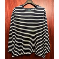 【ネペンテス取り扱い】 MADE IN NETHERLANDS製 ERMANO authentic HEAVY JERSEY ボーダー柄 長袖カットソー ネイビー×ホワイト Mサイズ