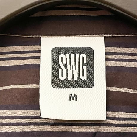 MADE IN JAPAN製 SWAGGER 長袖ストライプシャツ ブラウン Mサイズ
