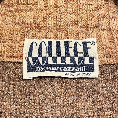 MADE IN ITALY製 90s COLLEGE by Marcazzani アーガイル柄ハーフジップウールアクリルセーター ブラウン 50サイズ
