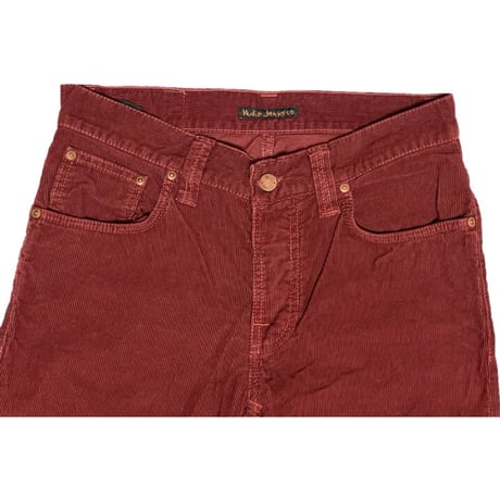 MADE IN ITALY製 nudie Jeans オーガニックコットンコーデュロイパンツ バーガンディ W30-L32サイズ