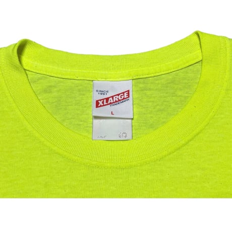 レア XLARGE × SPONGEBOB コラボレーション 半袖プリントTシャツ 蛍光イエロー Lサイズ