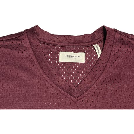 FOG ESSENTIALS バックロゴ VネックメッシュTシャツ ボルドー Mサイズ