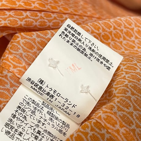 MADE IN JAPAN製 TOMORROWLAND 長袖総柄シャツ オレンジ Mサイズ