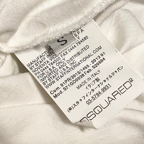 MADE IN ITALY製 DSQUARED2 スカル柄半袖クルーネックTシャツ ホワイト Sサイズ