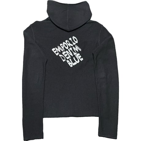 MADE IN ITALY製 EMPORIO ARMANI フルジップウールパーカー ブラック Lサイズ