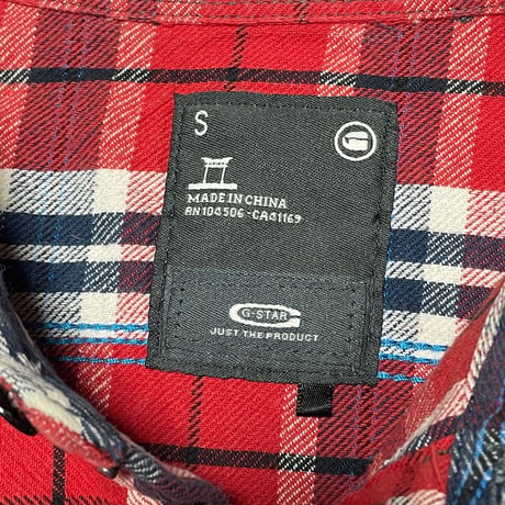 G-STAR RAW 長袖チェックシャツ レッド Sサイズ