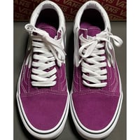 箱付き VANS OLD SKOOL ファイヤーパターンスニーカー パープル×シルバー US7/25cm